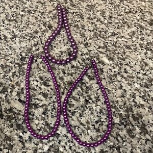 Elegant Purple Pearl Necklace Set
